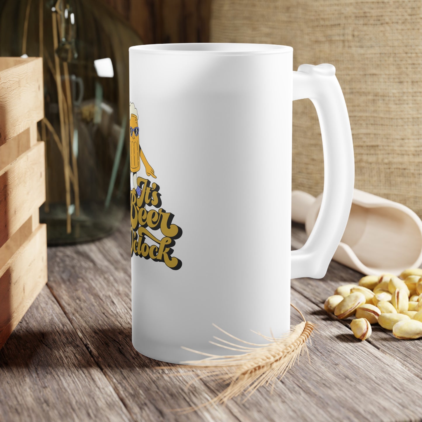 It's Beer O'clock Frosted Glass Beer Mug