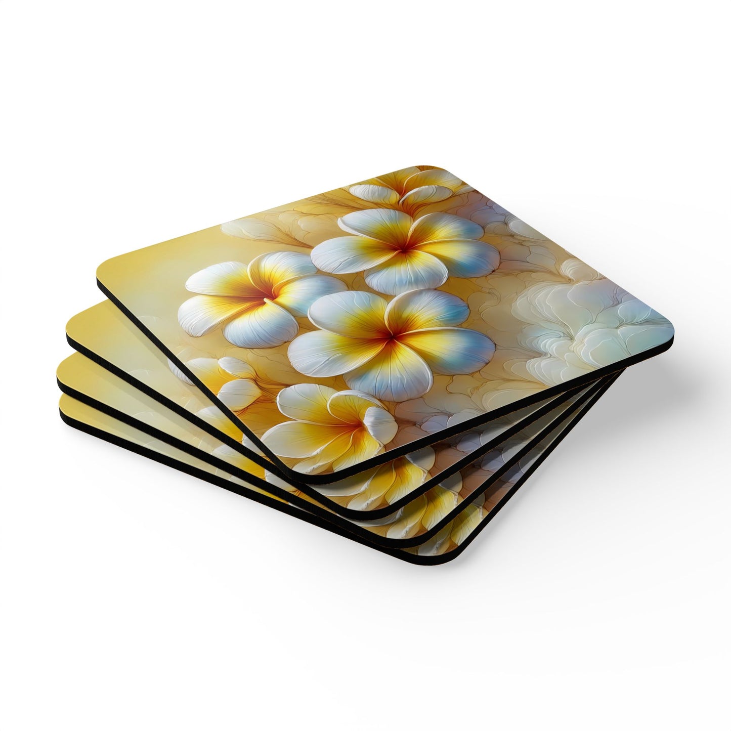 Plumeria Cork Coaster Set