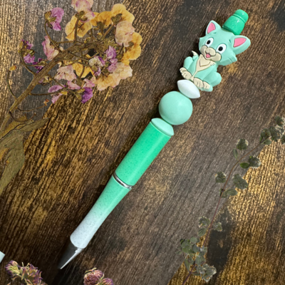 Cute Cat Beaded Ballpoint Blank Ink Pen