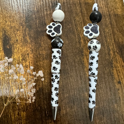 Paw Ballpoint Black Ink Pen with Silicone Beads
