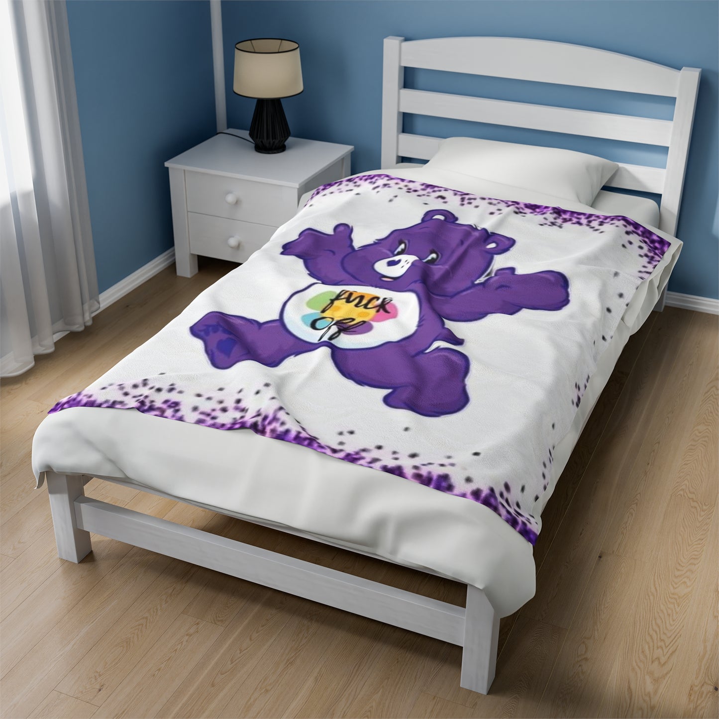 Velveteen Plush Blanket Purple Bear