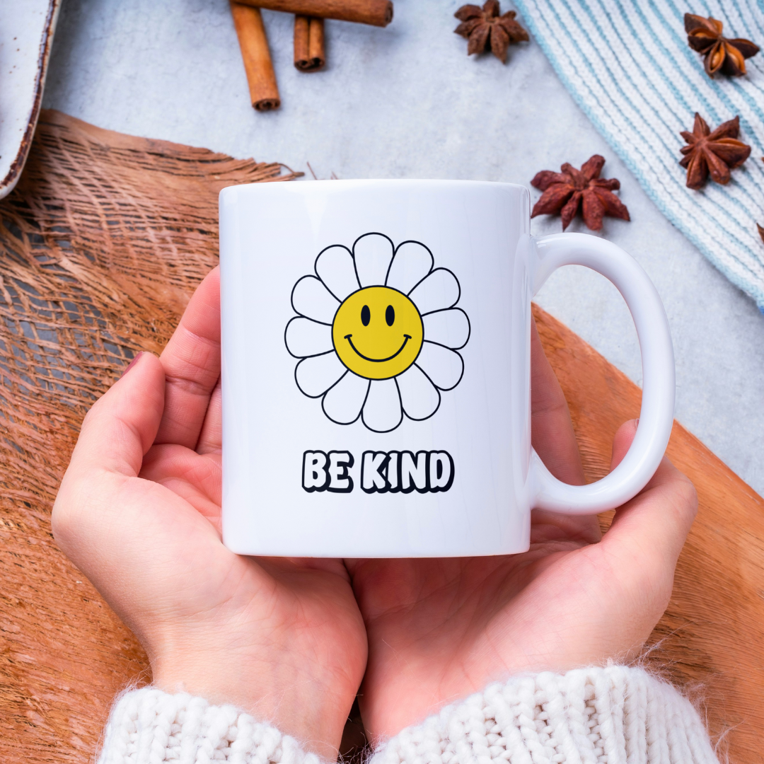 Be Kind Daisy Mug – 11 oz Ceramic Coffee & Tea Cup