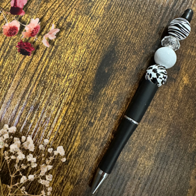 Ballpoint Black Ink Pen with Silicone Beads