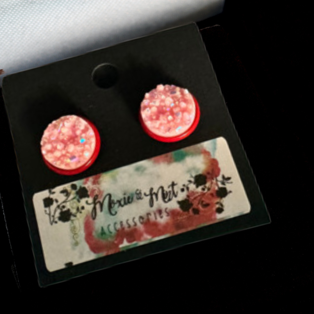 Chic Round Red Fashion Stud Earrings for Women
