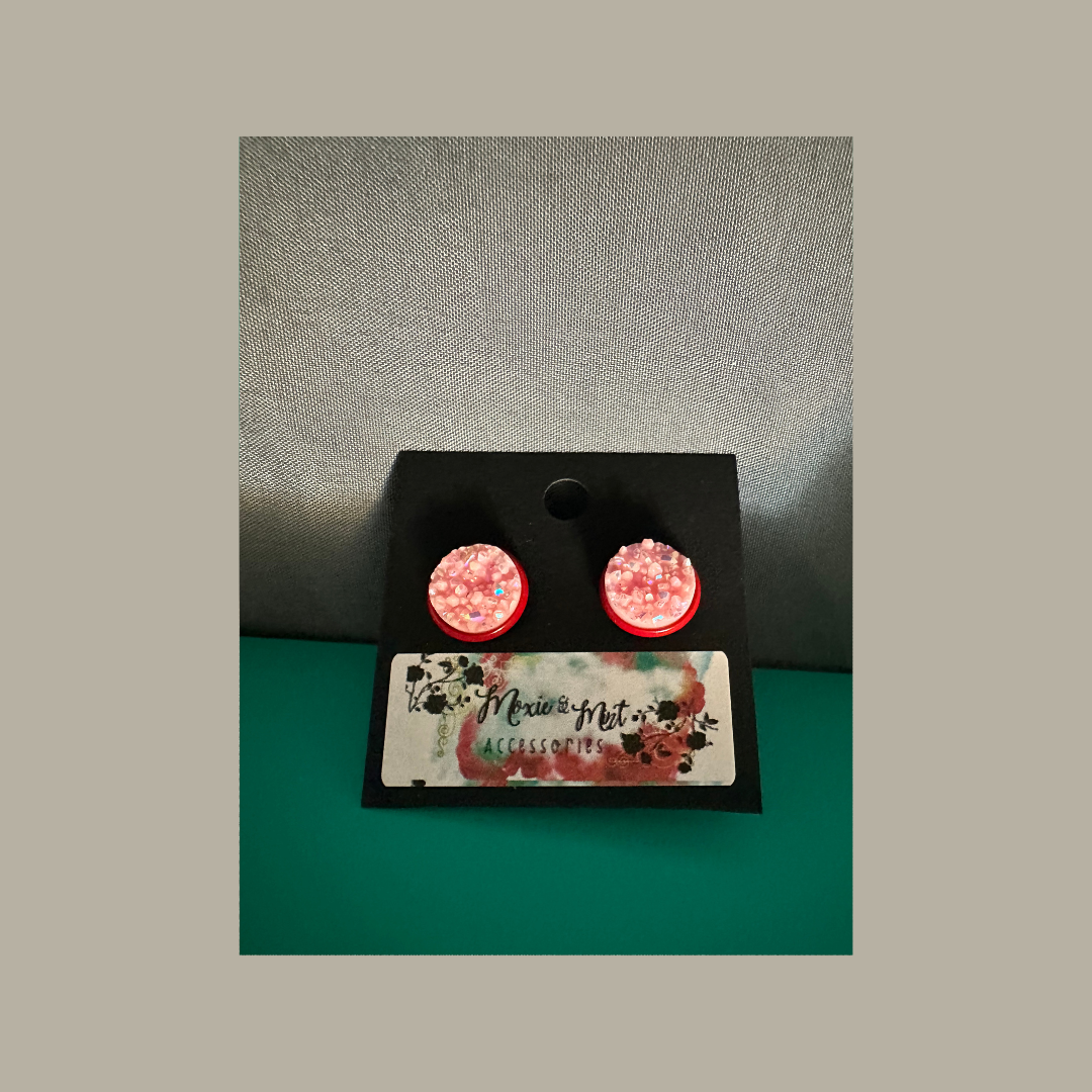Chic Round Red Fashion Stud Earrings for Women