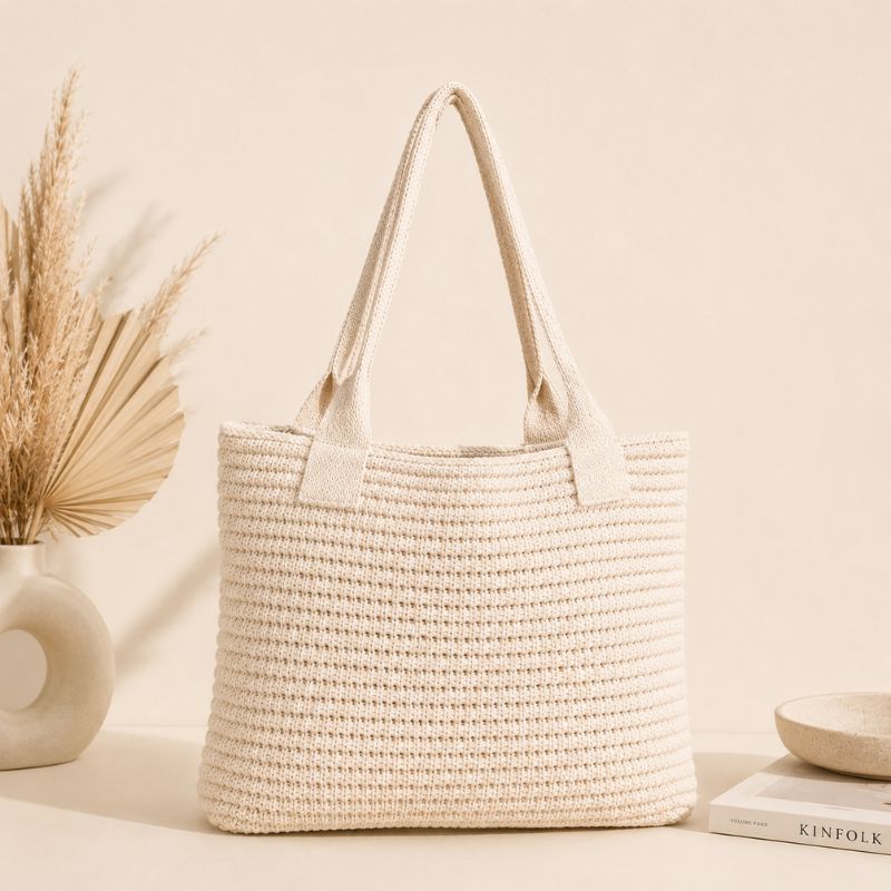 Coastal Crochet Beach Tote Bag for Women