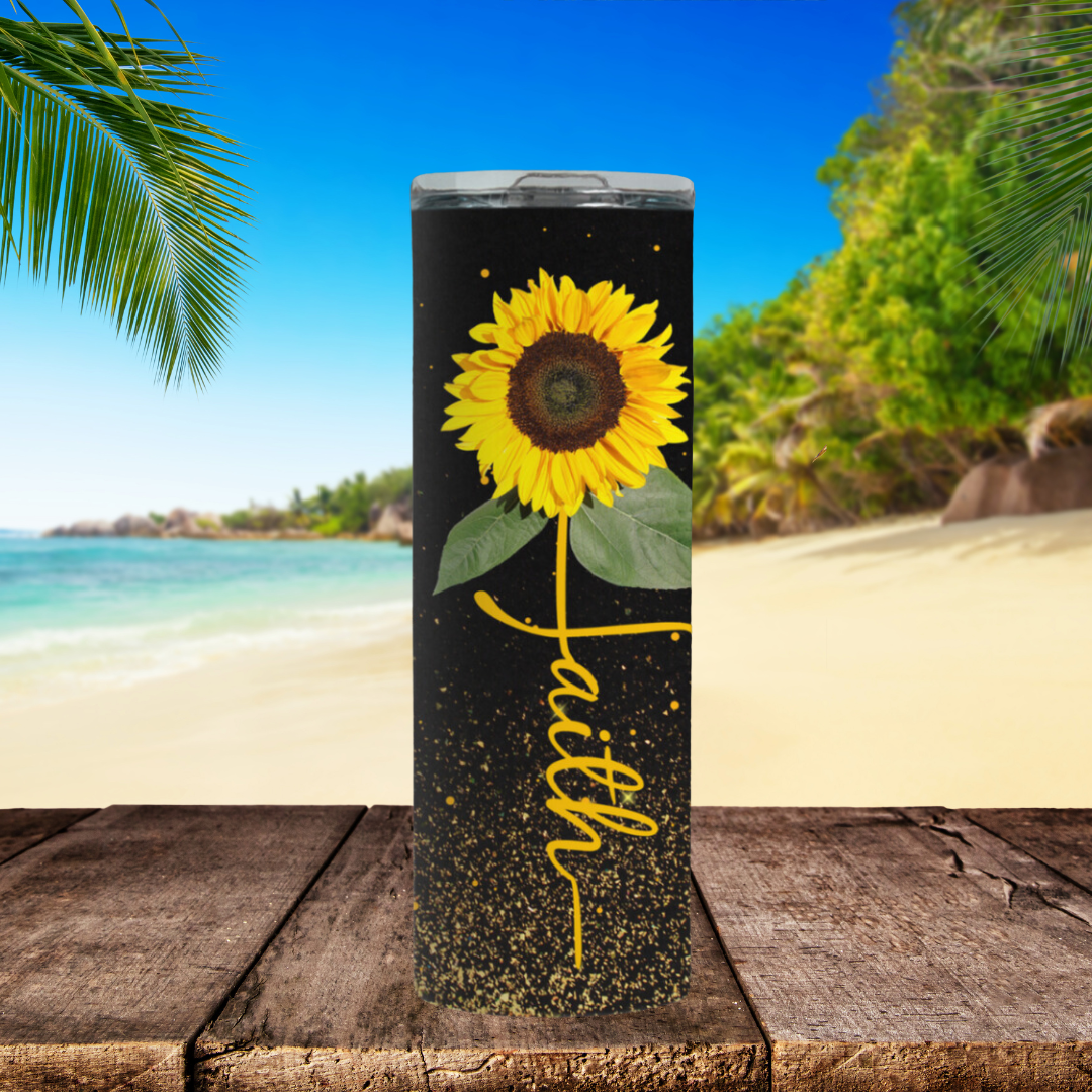Blossoming Faith: Sunflower 20 Ounce Stainless Steel Tumbler