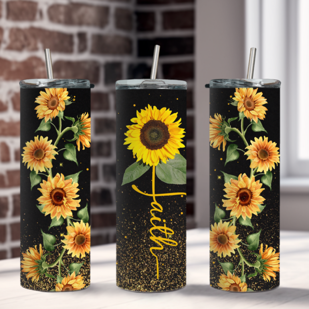 Blossoming Faith: Sunflower 20 Ounce Stainless Steel Tumbler