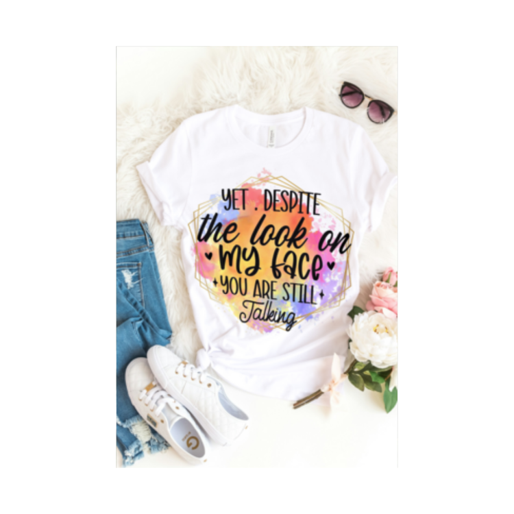 This shirt is a witty and lighthearted expression of those moments when words are unnecessary, and your facial expression says it all.