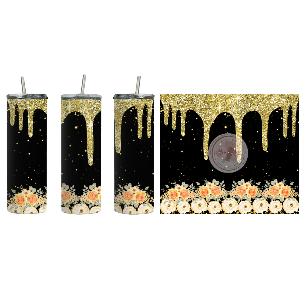Glittery Gold Skinny Tumbler Wrap