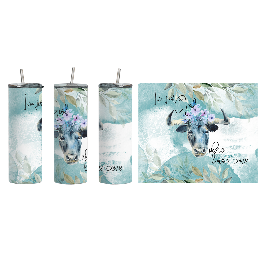 I'm Just a Girl who Loves Cow Skinny Tumbler Wrap