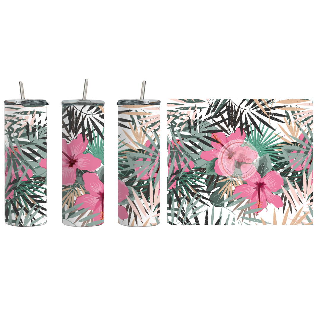 Hawaiian Leaf Plant Skinny Tumbler Wrap