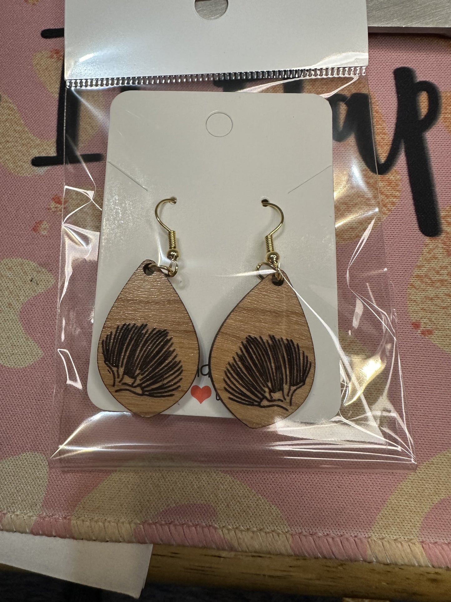 Laser Engraved Tear Drop Lehua Flower Earrings