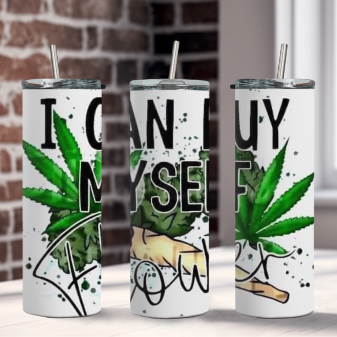 Treat yourself with the I Can Buy Myself Flowers 16-Ounce Tumbler. With a sturdy design, this tumbler can hold your favorite drinks while reminding you that you deserve nice things. Perfect for on-the-go or at home, indulge in self-care with every sip.