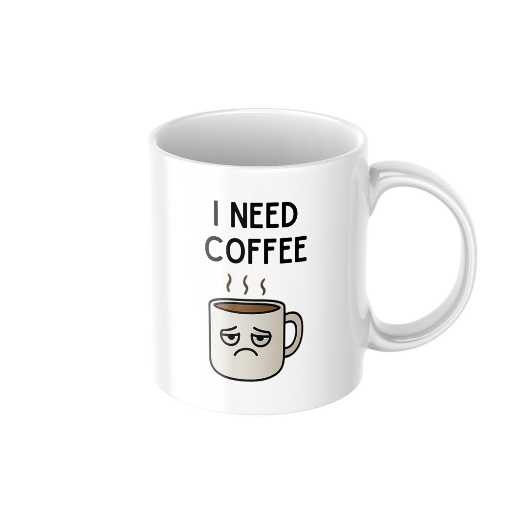 I Need Coffee Funny 11oz Ceramic Mug