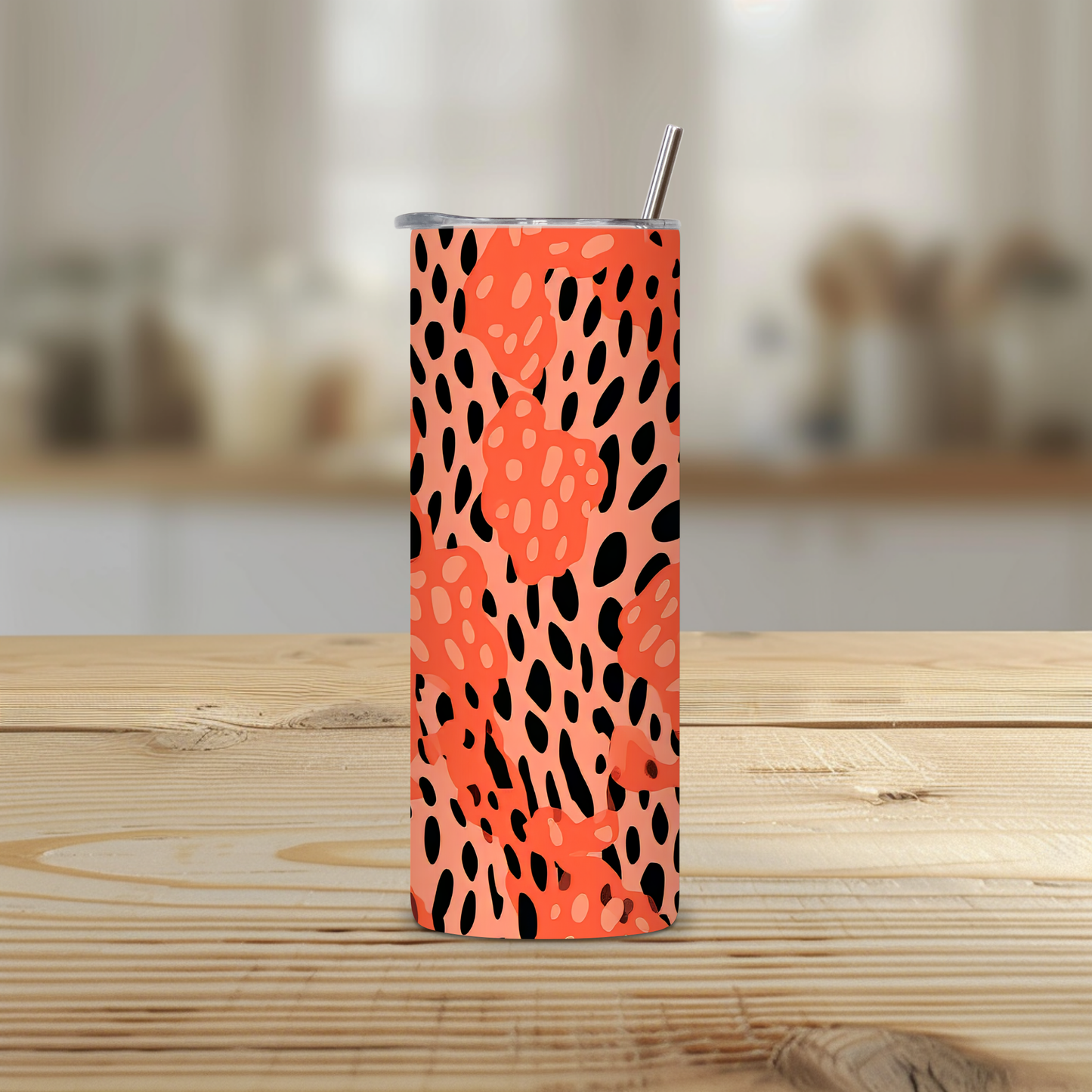 Coral Leopard Print 20oz Skinny Tumbler – Insulated Stainless Steel