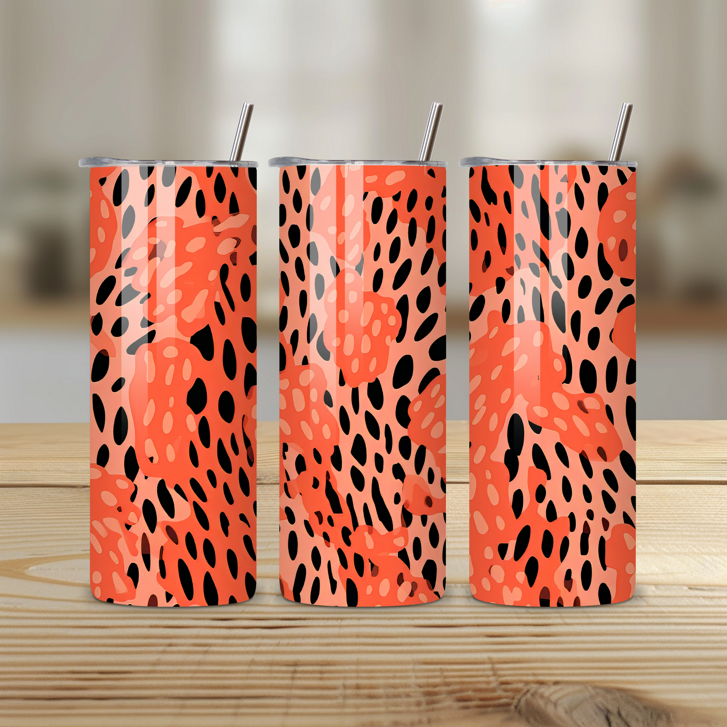 Coral Leopard Print 20oz Skinny Tumbler – Insulated Stainless Steel