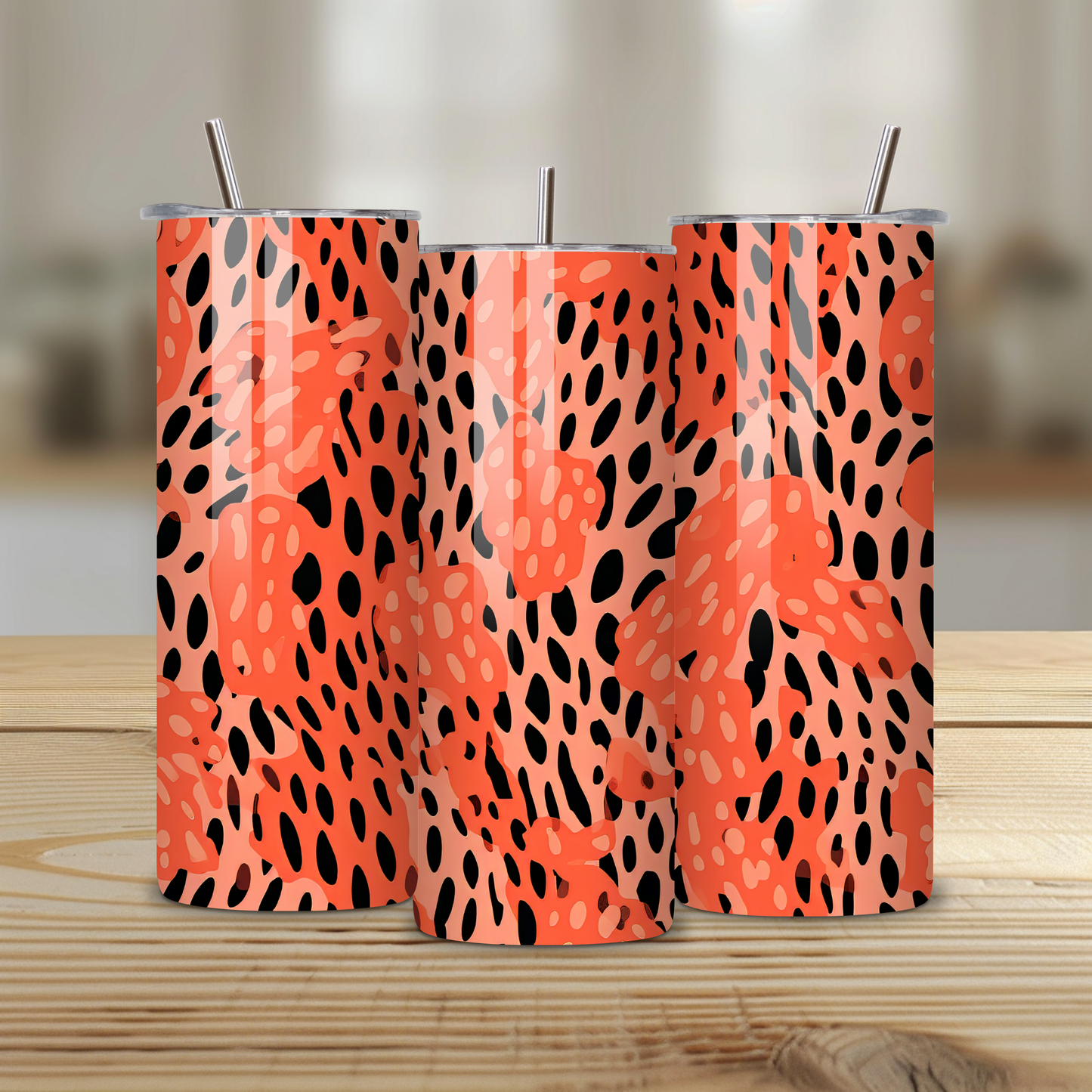 Coral Leopard Print 20oz Skinny Tumbler – Insulated Stainless Steel