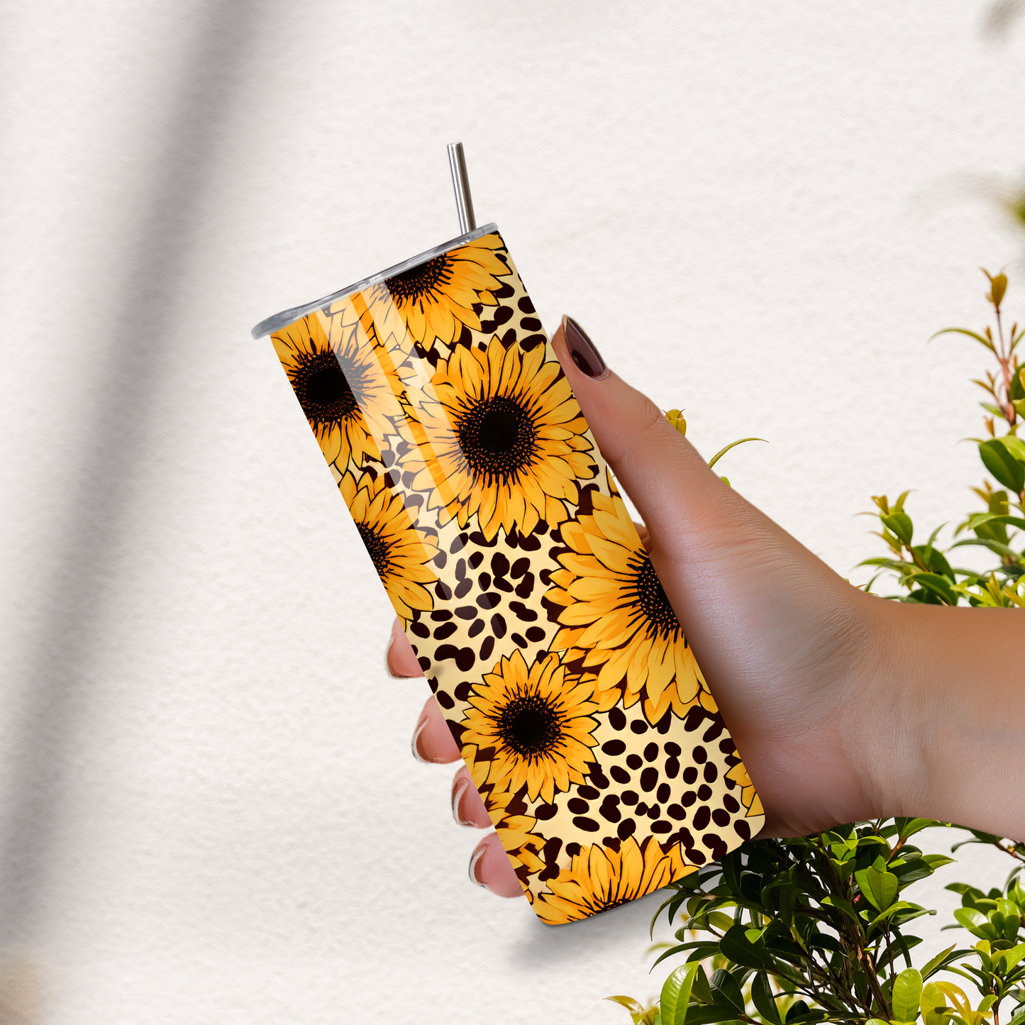 Leopard Sunflower 20oz Stainless Steel Tumbler