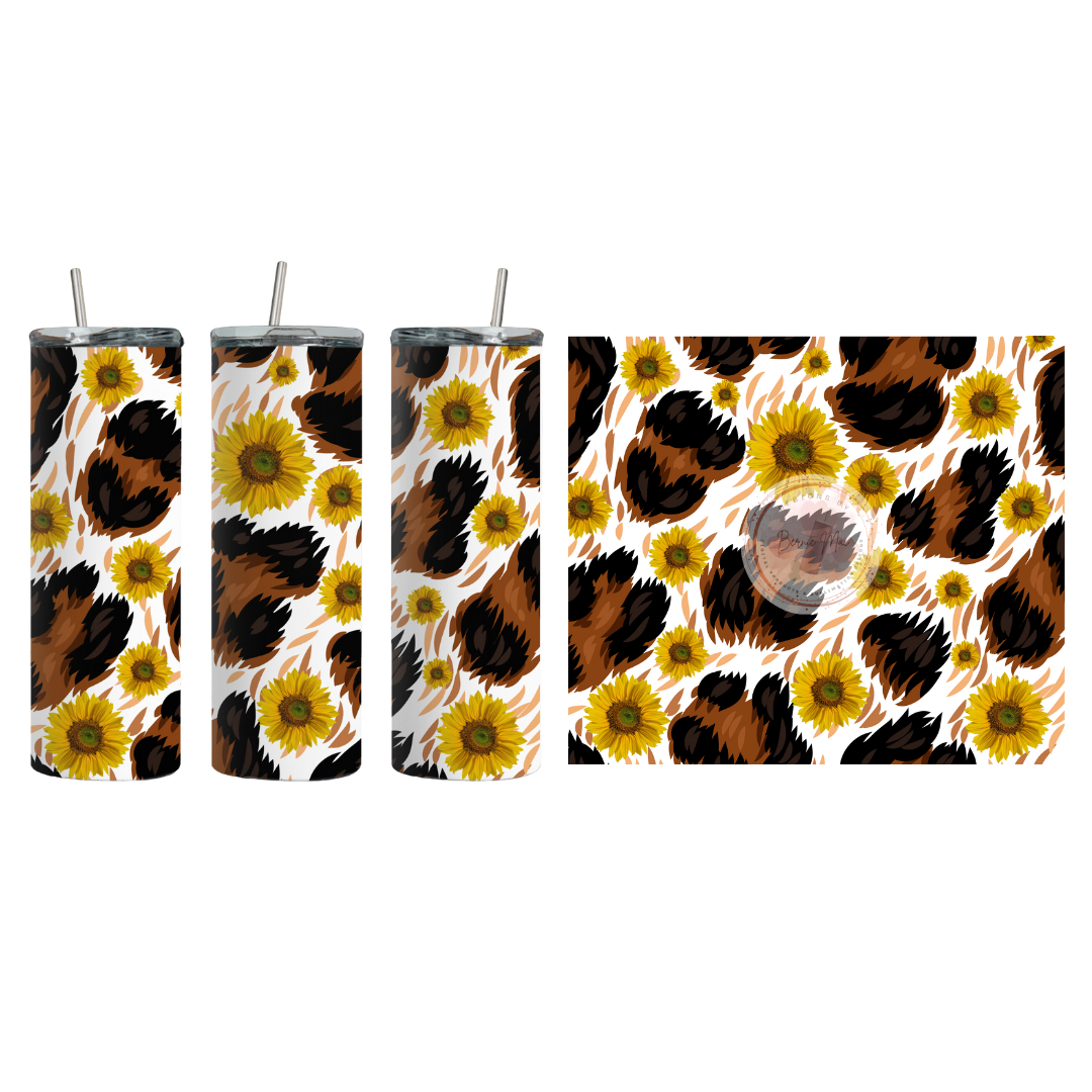Leopard Sunflower Skinny Tumbler Wrap