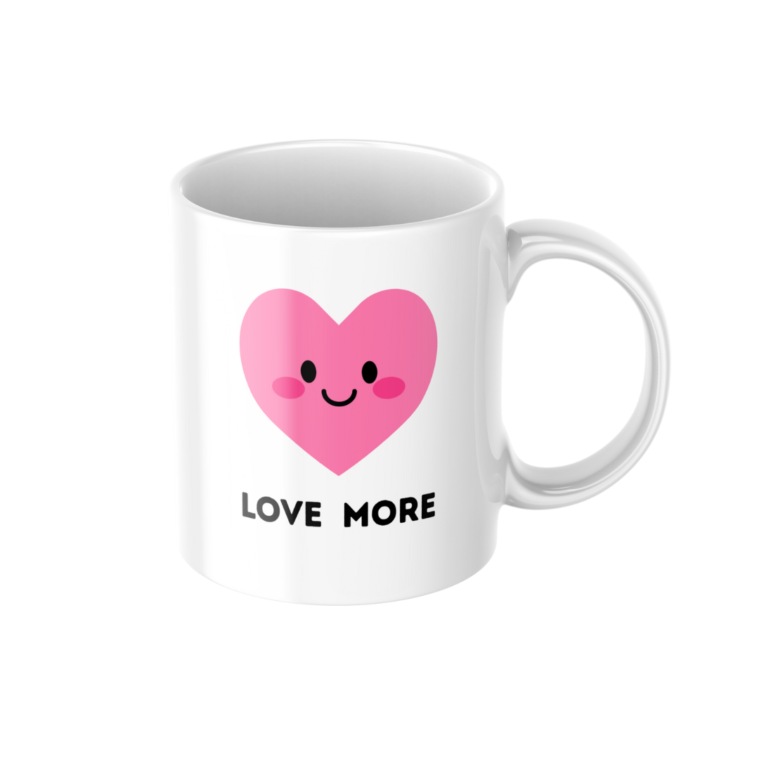 Love More Heart Mug – 11 oz Ceramic Coffee & Tea Cup