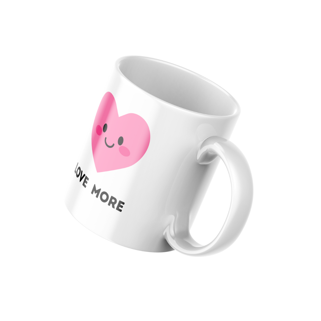 Love More Heart Mug – 11 oz Ceramic Coffee & Tea Cup