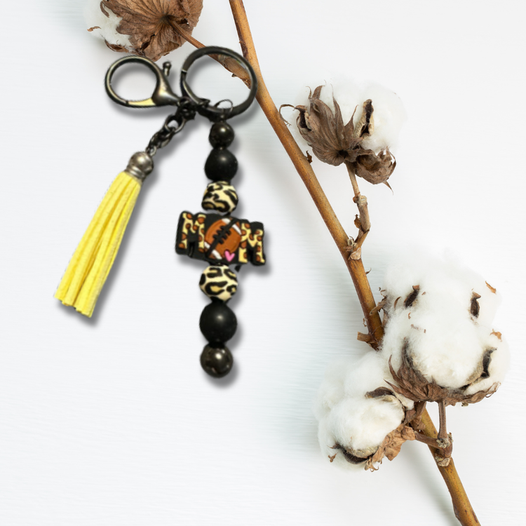 Mom Softball Tassel Keychain