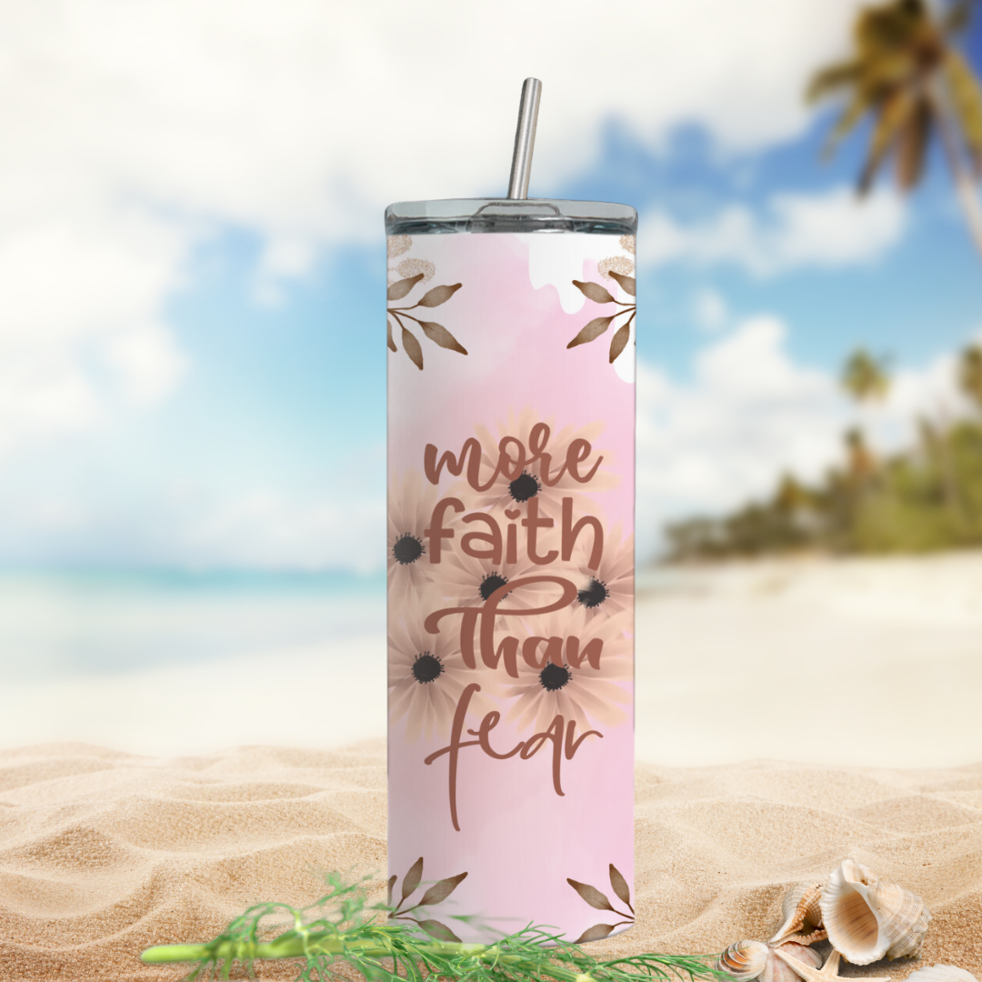 More Faith than Fear 20 Ounce Stainless Steel Tumbler