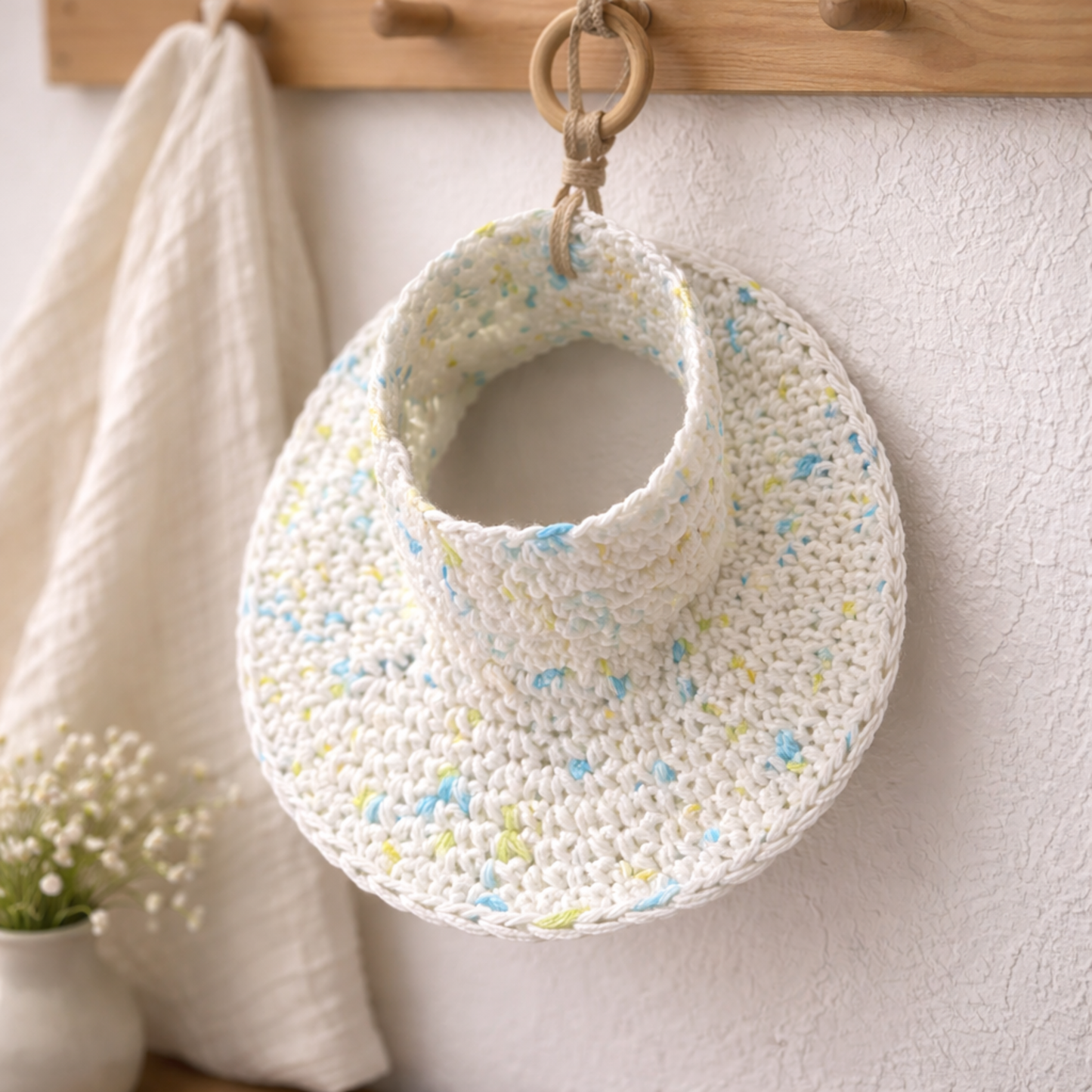 Handmade Crochet Newborn Papale | Soft Cotton Neutral Speckled Design