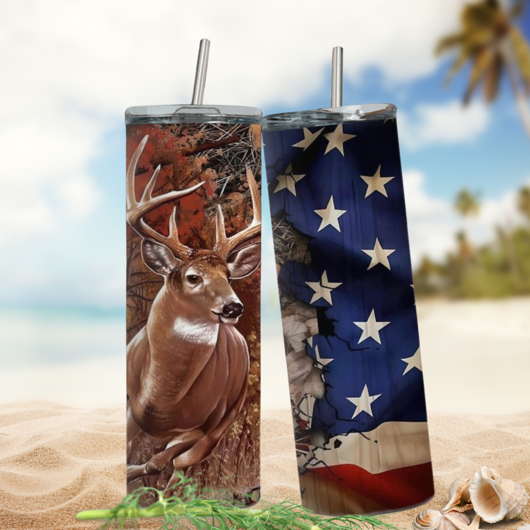 Patriotic Stag Stainless Steel Tumbler