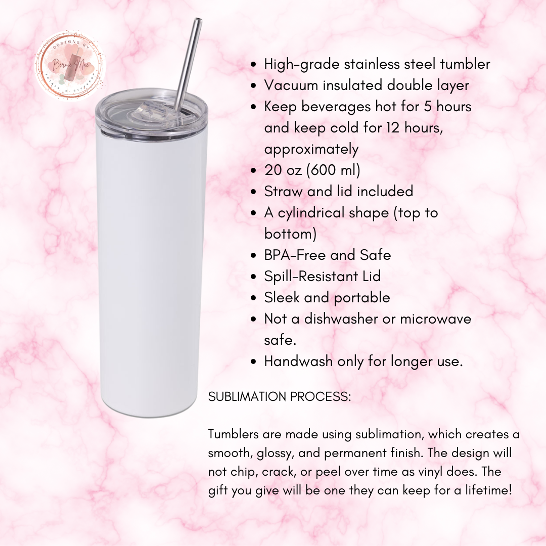 Personalized Glitter Floral Tumbler – Custom Name 20oz Stainless Steel