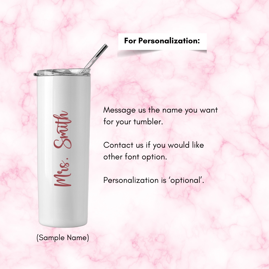 Personalized Glitter Floral Tumbler – Custom Name 20oz Stainless Steel