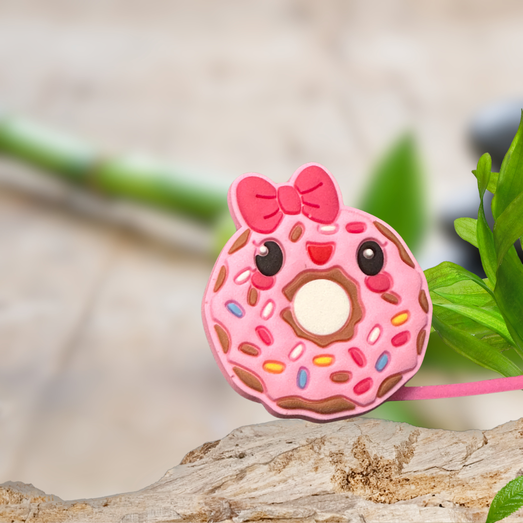 Pink Donut Straw Topper