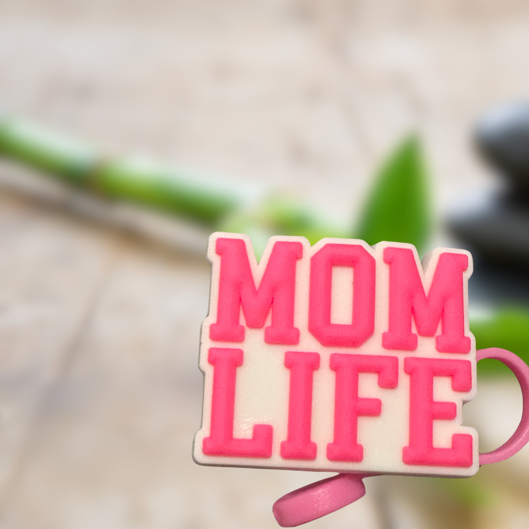 Pink Momlife Drinking Straw Topper