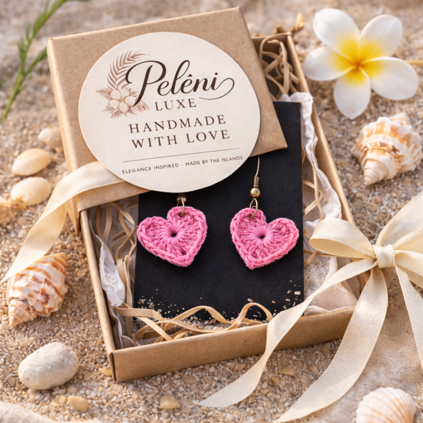 Pink Heart Crochet Earrings