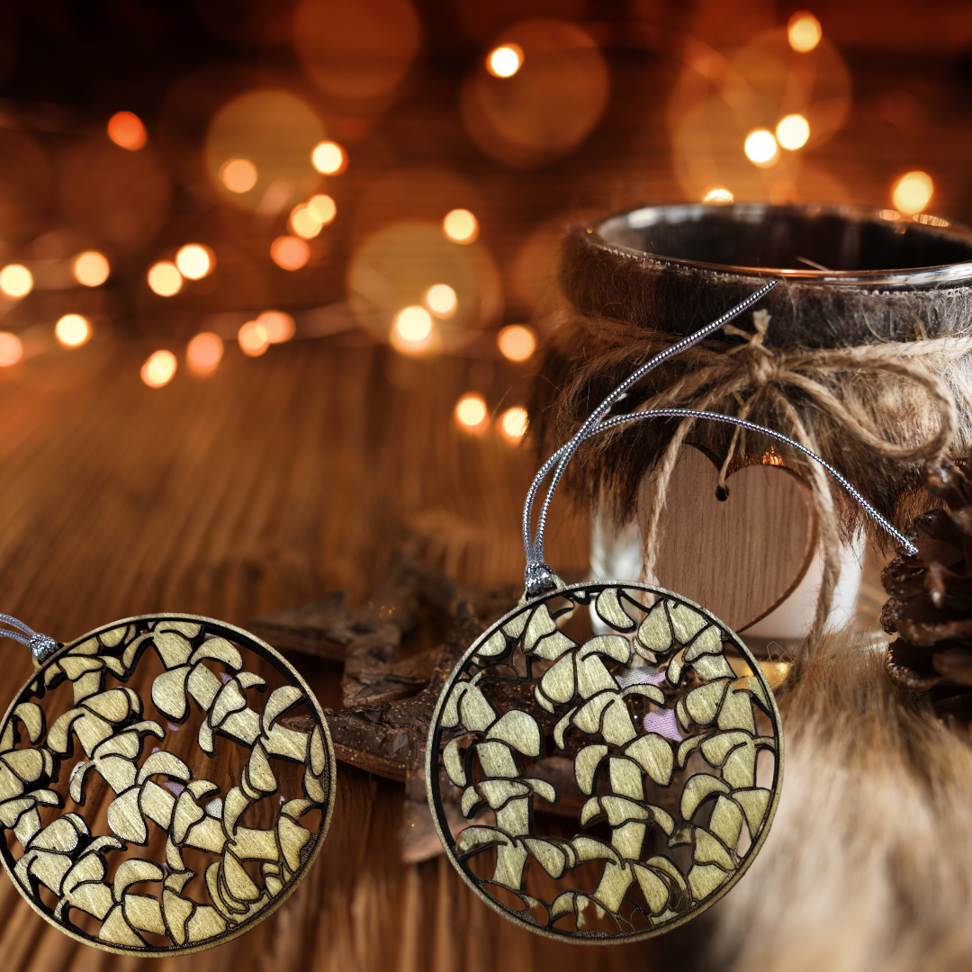 Puakenikeni Flower Laser Engraved Christmas Ornament