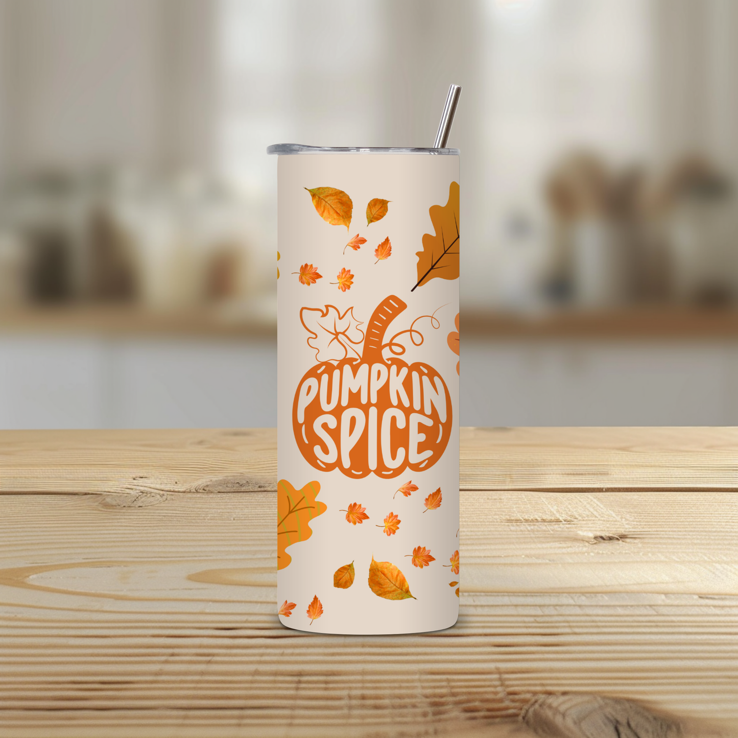 Pumpkin Spice 20oz Skinny Straight Tumbler with Lid & Straw