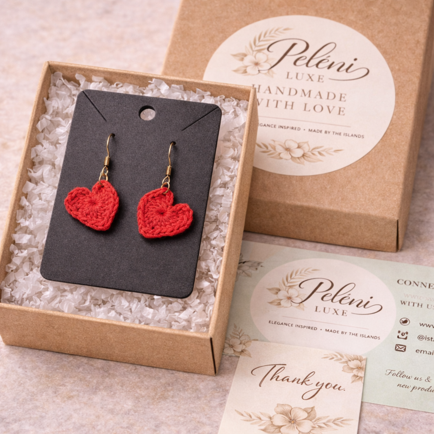 Red Crochet Heart Earrings