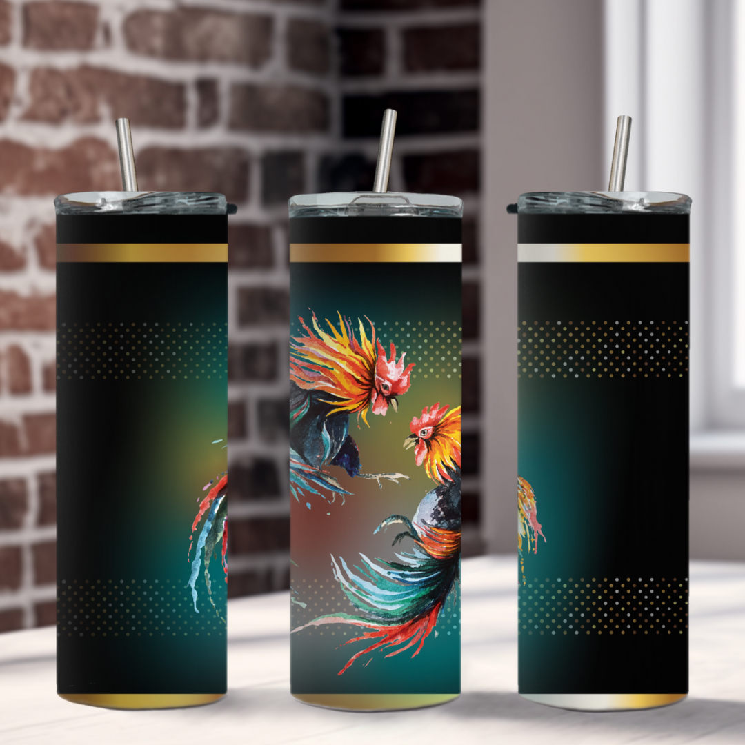 Rooster Fight 20-Ounce Stainless Steel Tumbler