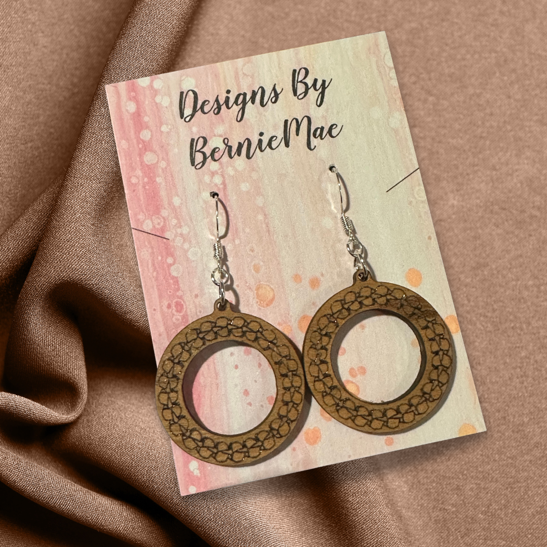 Handmade Wooden Small round Puakenikeni Earrings
