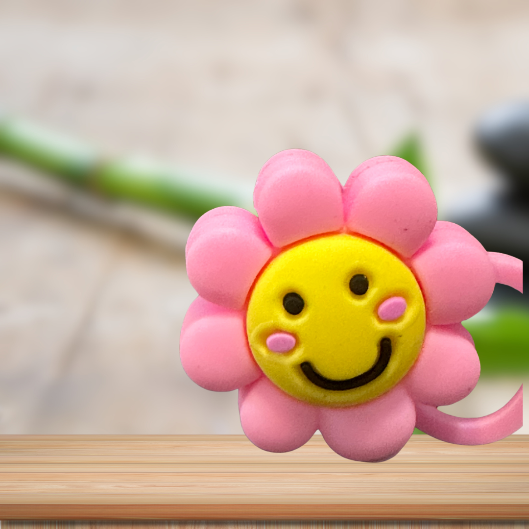 Pink Flower Straw Topper