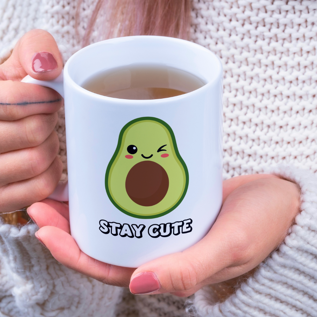Stay Cute Avocado Mug – 11 oz Ceramic Coffee & Tea Cup