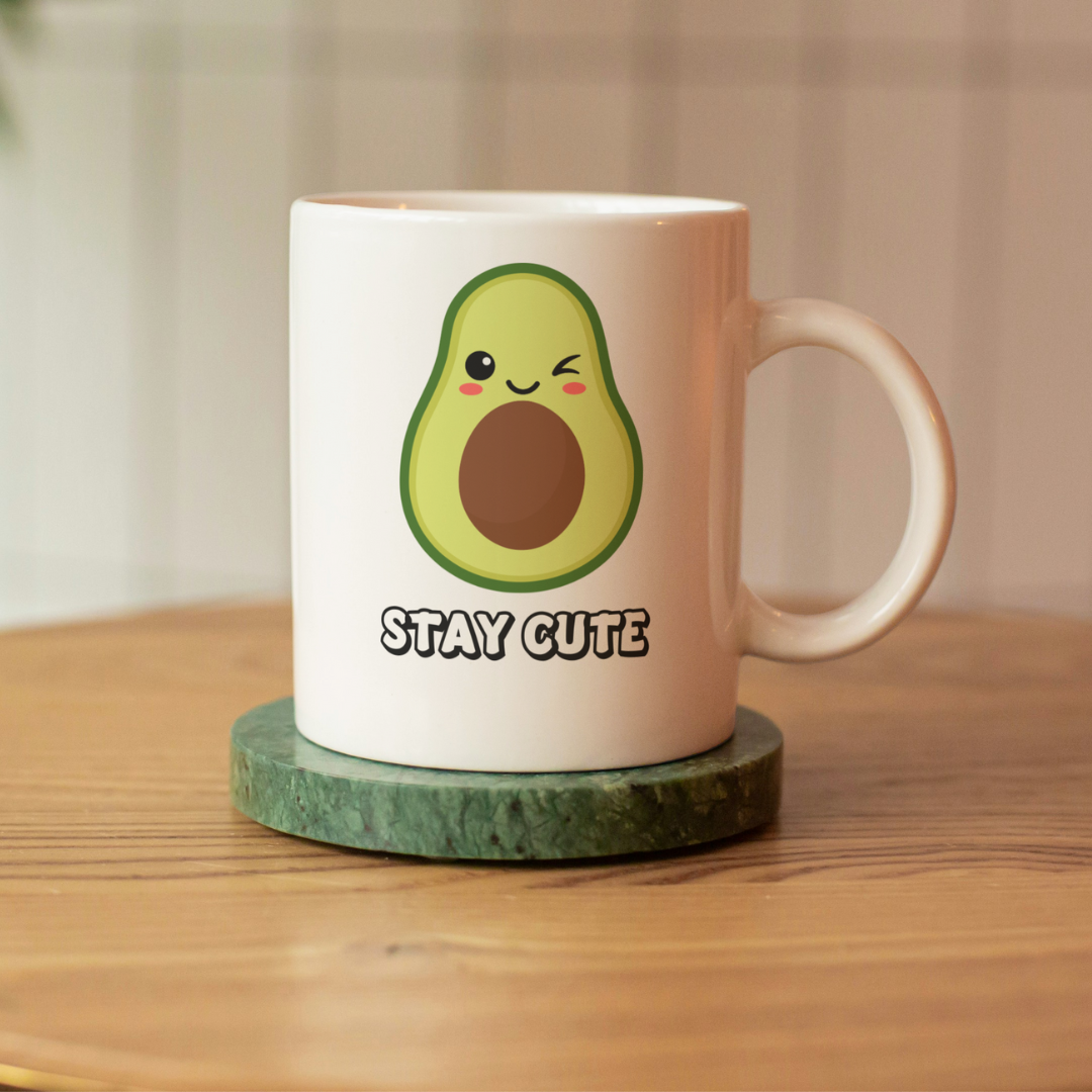 Stay Cute Avocado Mug – 11 oz Ceramic Coffee & Tea Cup