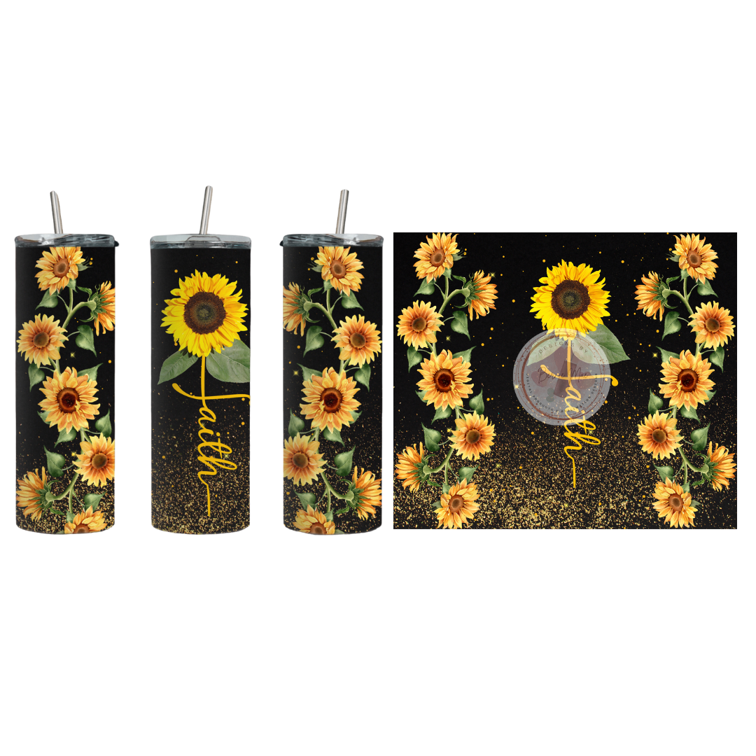 Sunflower Faith Tumbler Wrap Digital Download