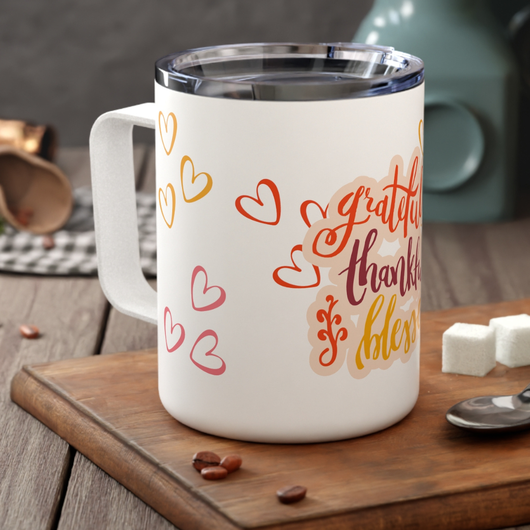 These custom insulated coffee mugs hold 10 ounces of any beverage—not just coffee—and come with a robust stainless steel, double-walled construction, making them a hard-wearing sidekick for the road.