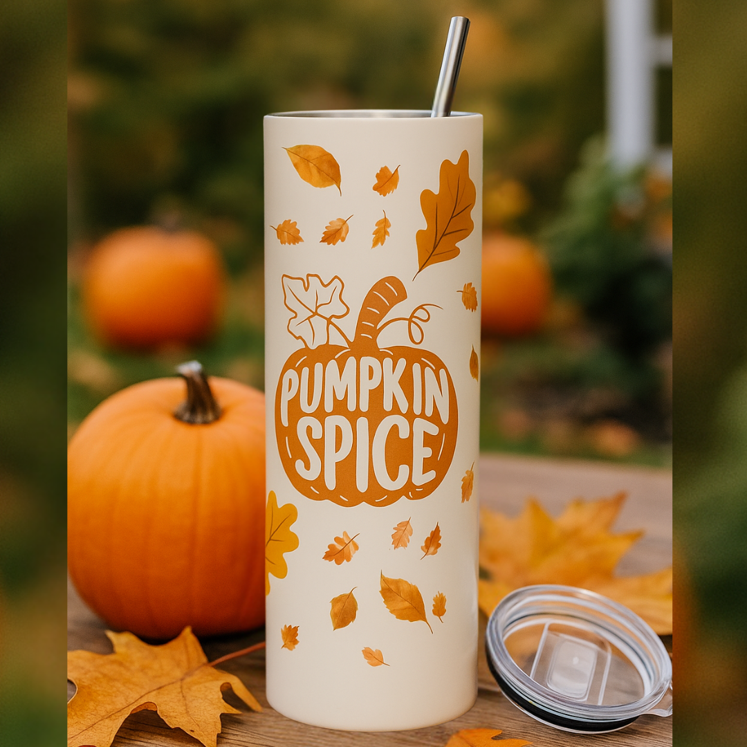 Pumpkin Spice 20oz Skinny Straight Tumbler with Lid & Straw