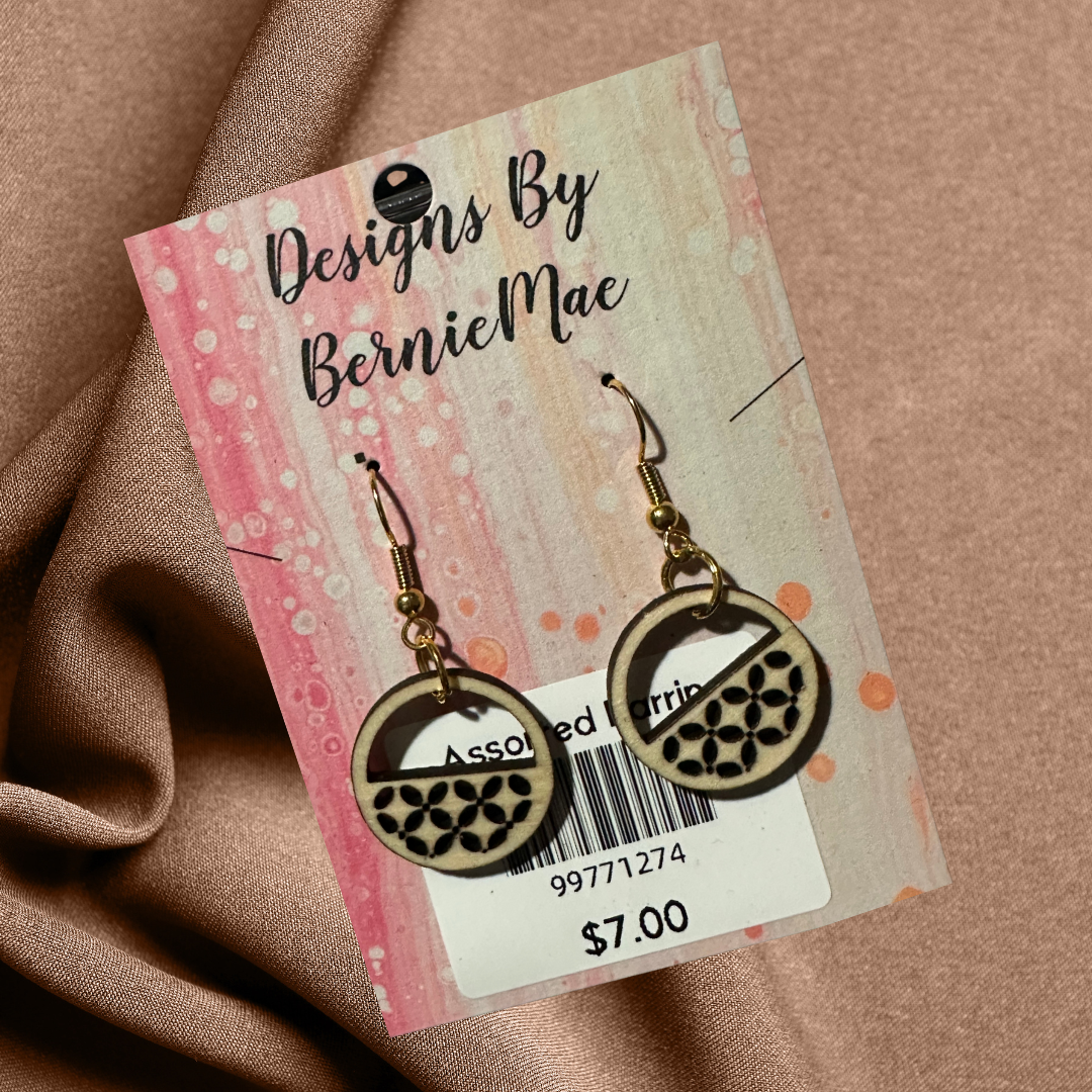 Geometric Circle Wooden Earrings