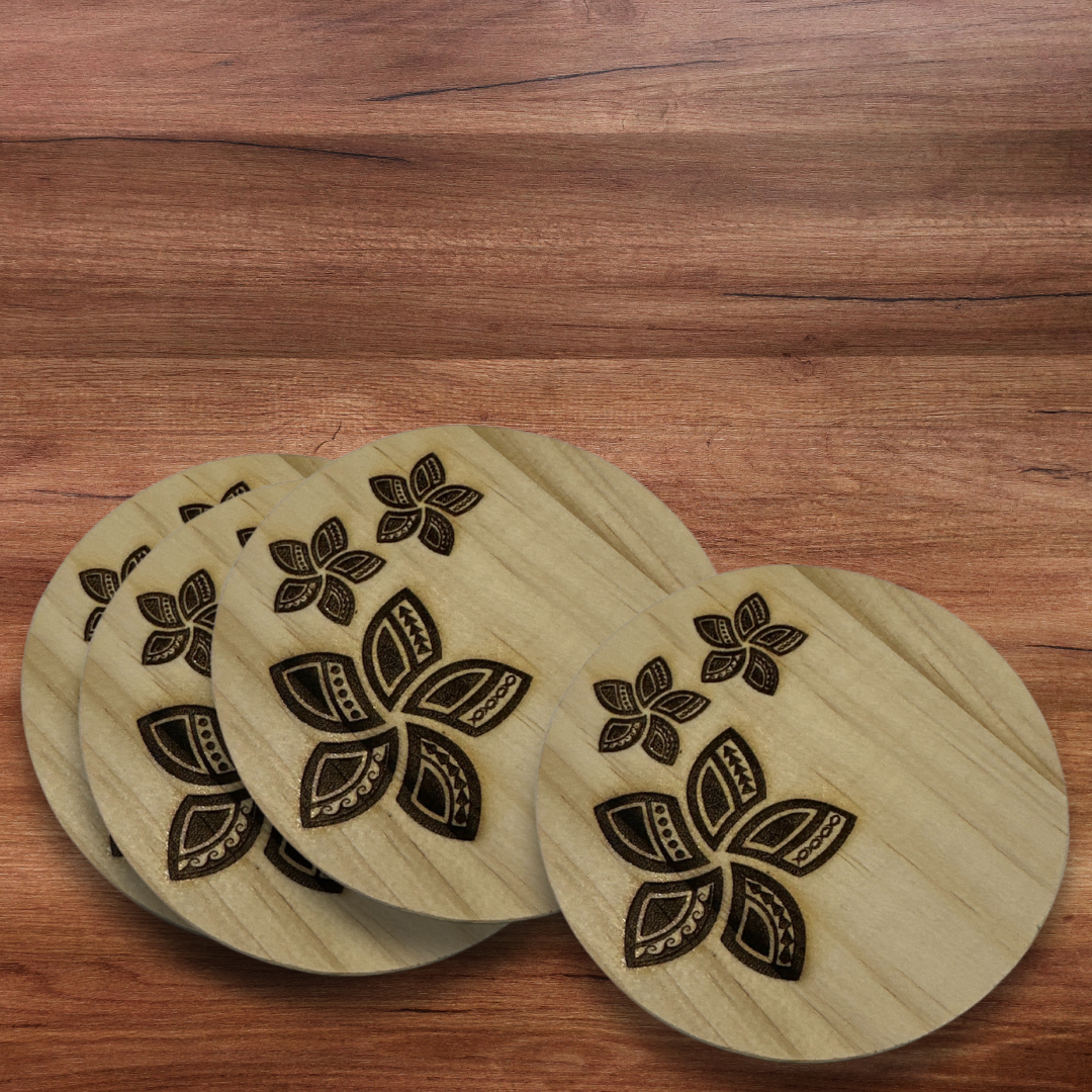 Wooden-engraved coaster (Set of 4)