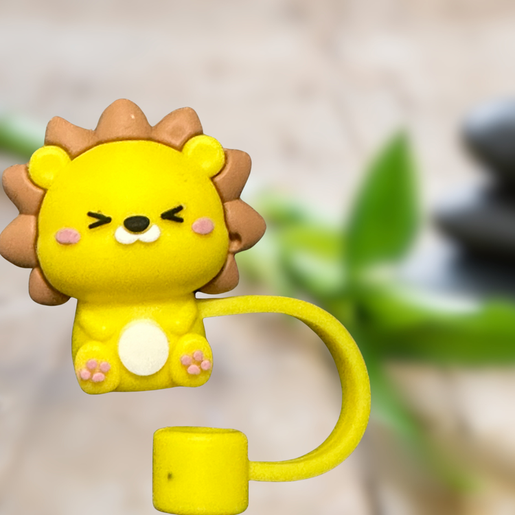 Cute Lion Reusable Straw Topper