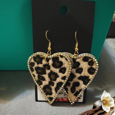 Heart-Shaped Leopard Love Zircon Dangle Earrings
